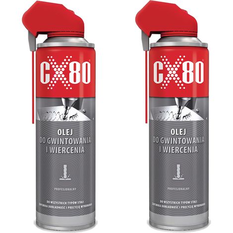Olio CX80 per lavorazione, filettatura, foratura, acciaio, metallo, spray 2x500ml (1/2)