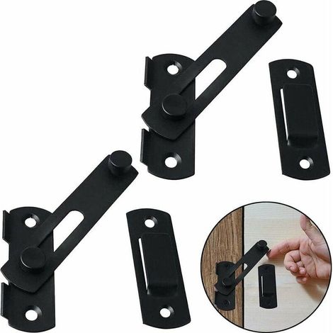 Loquet à Bascule pour Quincaillerie de Meubles Loquet Finition Brossée en Acier Inoxydable Serrure de Fenêtre de Portail avec Vis Serrure de Porte Coulissante Boulon de Porte Boulons 2 Pièces, Noir (1/5)