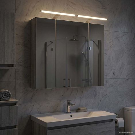 Armario con espejo de baño Gris  80 x 14.5 x 70 cm