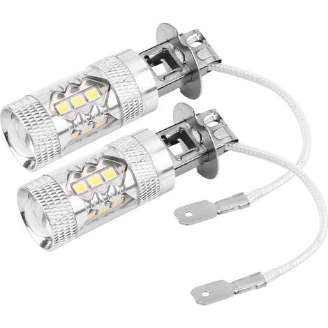 Ampoule LED H3, ampoule antibrouillard 12V-24V 80W, 1 paire, haute luminosité, résistante aux chocs, 16 SMD, pour modification et réparation (1/5)