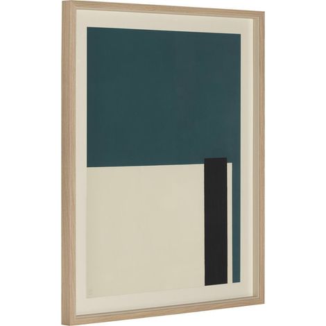 Toile encadrée abstraite vert océan - blanc, vert océan, noir et naturel (1/4)