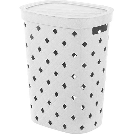 Portabiancheria bianco 55 litri in plastica resistente – Fiber