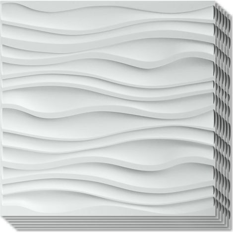 Lot de 12 Panneau Mural 3D PVC Motif Dalle Murale Décorative Blanc Mat,Salon, Chambre, Bureau,50x50 cm,3m² (1/5)