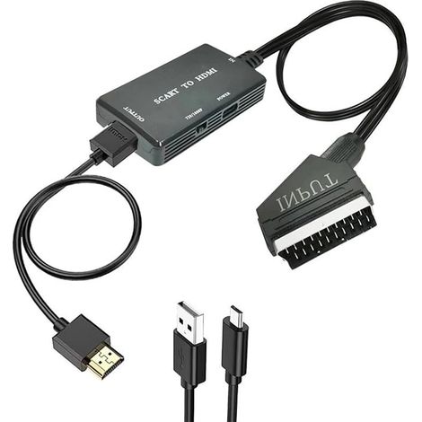 Convertidor GERUI SCART a HDMI con cable HDMI, adaptador SCART a HDMI, convertidor de audio y vídeo HD 1080p, para Sky/DVD/STB para visualización en televisores HD. (1/5)