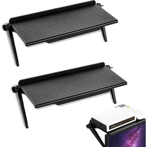 Lot de 2 Étagère Supérieure, Support Plastique Réglable 360 Degrés, Accessoire Rangement Écran TV Noir