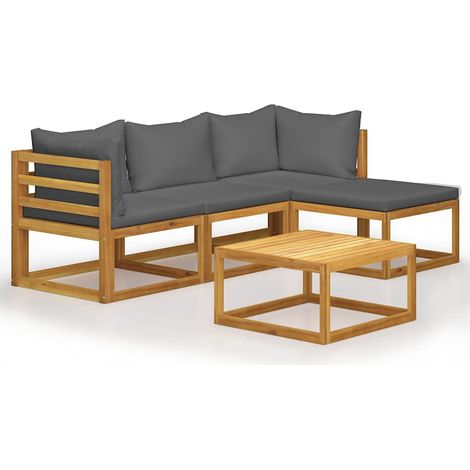 Set Divani Giardino 5 pz con Cuscini Legno Massello di Acacia vidaXL (1/5)