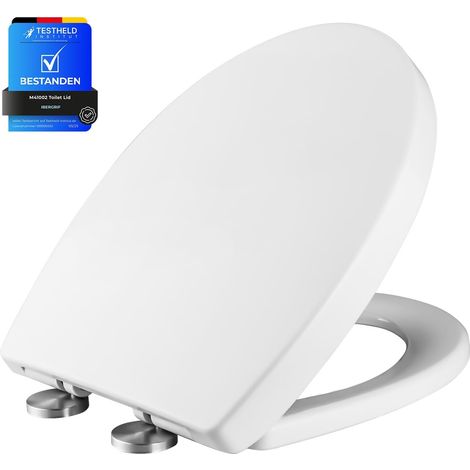 M41002, Sedile WC a forma di O, Vaso WC con meccanismo di chiusura ammortizzata, Sedile WC con meccanismo di chiusura ammortizzata, Sedile WC universale bianco (1/5)