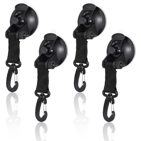 CSPARKV - 4 ventosas de anclaje para trabajo pesado con gancho de amarre, ventosas de fijación para toldo de coche, carpas laterales, lona de camping, accesorio