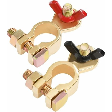 Terminales de batería de 12 V/24 V, 1 par de conectores de batería M8 de cobre de alta resistencia universales para automóviles, motocicletas y vehículos eléctricos (1/5)