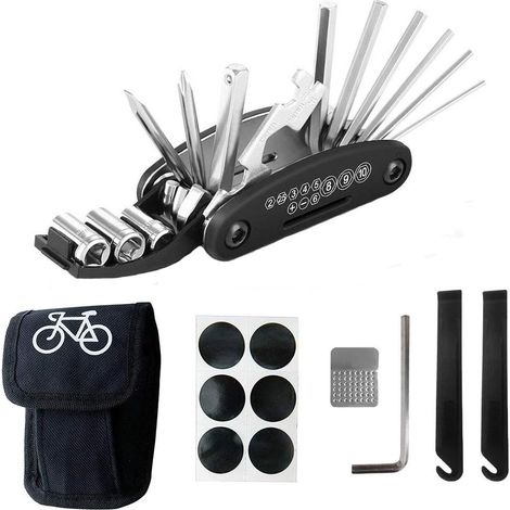 QAZQA Trousse à Outils de réparation de vélo Trousse d'outils de vélo, Outils Réparer pour Velo 16 en 1 Ensemble Bicyclette Réparation Kit Outil Multifonction