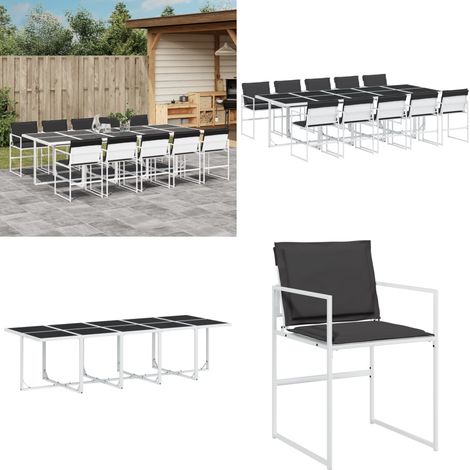 Ensemble à manger de jardin avec coussins 11pcs blanc textilène - Salon De Jardin - Mobilier De Jardin - Set De Jardin - Table De Jardin - Chaises De Jardin - Home & Living (1/5)