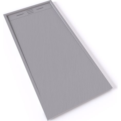 HIEMAL Receveur de douche 80 x 170 cm résine Gris aspect ardoise + bonde incluse - Salle de bain