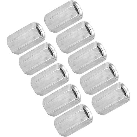 10 Pièces Écrous Hexagonaux Six Pans Manchon Tige Longue Entretoise Filetée M8x20 Acier Carbone Zingué Construction Industrie (1/5)