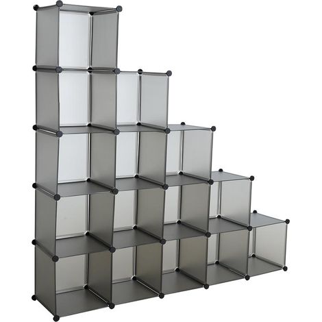 Regalsystem Würfelregal Steckregal 15 Fächer Stufenregal DIY Regal Kunststoff (1/5)
