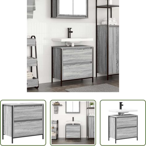 vidaXL Rangement salle de bain -  Meuble de salle de bain avec lavabo et tiroirs 60x34,5x60 cm (1/5)