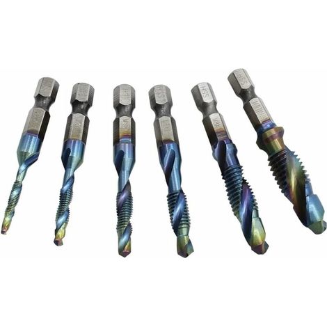 DT-6S Set of 6 metric angled hex taps M3 M4 M5 M6 M8 M10 Hand tools for soft metal, aluminum plate, iron, etc. (1/4)