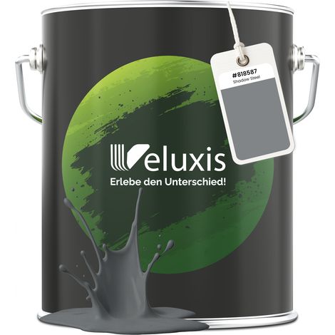 Pittura murale grigio antracite blu opaca per interni – Copertura classe 1, senza COV, senza primer, a goccia – Soggiorno e camera da letto – 5 L – Veluxis (Shadow Steel)