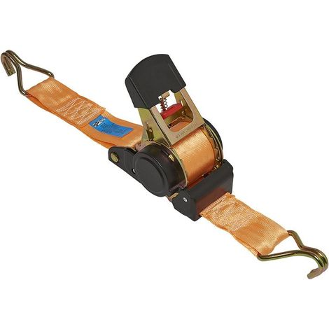 Cinghia di ancoraggio con cricchetto 2 ganci 450 cm 750 kg retrattile automatico (1/5)