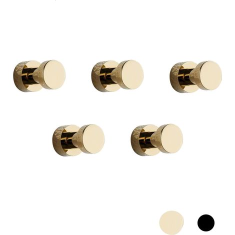 Lot de 5 crochets porte-manteaux en laiton doré, crochets de salle de bain auto-adhésifs pour vêtements et manteaux
