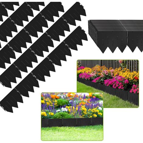 TolleTour Rasenkante 100 Stk. Beeteinfassung Beetumrandung 20 Meter in Schwarz - Garten Border aus stabilem Kunststoff mit integriertem Dreikant-Fuß (20x15 cm) UV-beständig