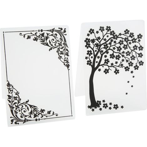 Lot de 2 dossiers de gaufrage en plastique, textures décoratives, pour la création de motifs en relief et le scrapbooking. (1/5)