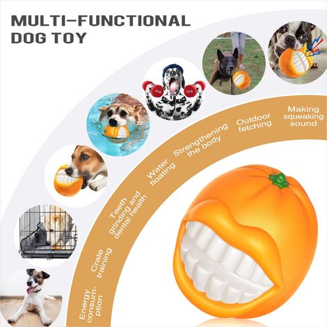Jouet à mâcher pour chien, adapté aux chiens qui mâchent vigoureusement - jouet indestructible et robuste (caoutchouc orange) (1/4)