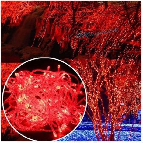 TAISHENGDA-100m 1000 LED Lichterkette für Karneval, Hochzeiten, Außen-, Garten- und Innenbeleuchtung (Rot) (1/5)