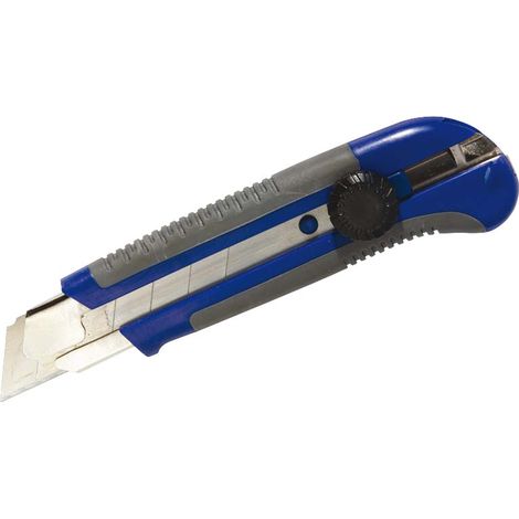 TOOLVIZION Universalmesser mit Abbrechklingen, 2-Komponentengriff, blau-grau