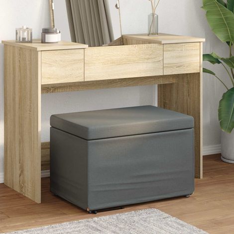 vidaXL Pouf Grigio scuro Tessuto e Legno Ingegnerizzato