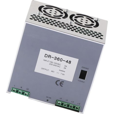 AC/DC-Netzteil 360 W, Eingangsspannung 100–120 V AC, Eingangsspannung 200–240 V AC, Schaltnetzteil, DIN-Schienenmontage, Ausgang 48 V (1/5)