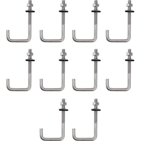 (10 Stück) M6x25x100mm Dachankerbolzen, J-Haken, Wandhaken, lange Stangenhaken mit Sechskantmutter, Betonankerschraube (1/5)