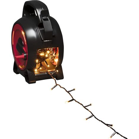 Guirlande lumineuse à micro-LED avec enrouleur de câble, 150 diodes de couleur ambre, 30 V, extérieur (IP44), Câble souple noir (1/5)