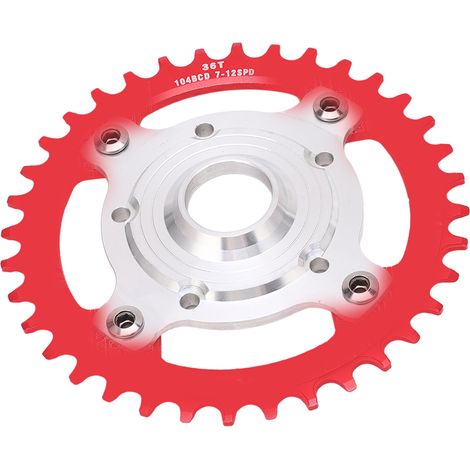 104BCD 36T Kit conversion couronne aluminium, adaptateur spider transmission centrale pour vélo électrique Tongsheng, rouge (1/5)