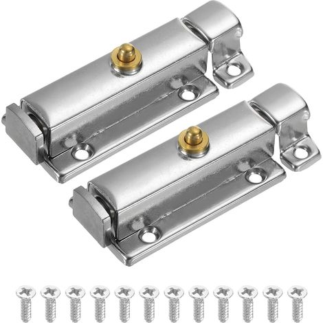 Serrure porte intérieure salle de bain argent, Bouton ressort automatique 85mm (1/5)