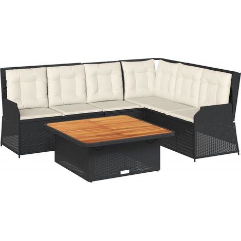 Maison Exclusive - 5-tlg. Garten-Lounge-Set mit Kissen Schwarz Po