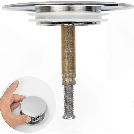 Bonde de baignoire universelle 70 mm à double joint, réglable en hauteur, robinet d'évier en laiton trempé chromé (1/5)