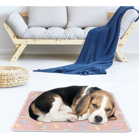 Tapis d'intérieur chaud à motif d'os et de pattes pour chien ou chat, coussin d'automne et d'hiver (marron 104x76cm) (1/5)