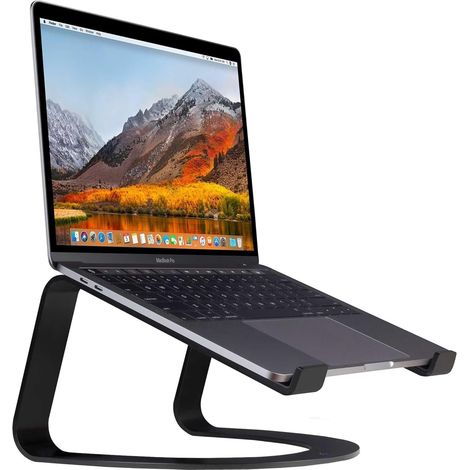 Geschikt Geschikt Geschikt Geschikt für MacBook und Laptops: 12 Standards für Laptops, ergonomische und belüftete Laptop-Standards für den Heim- oder Bürogebrauch, mattschwarz, mattschwarz.