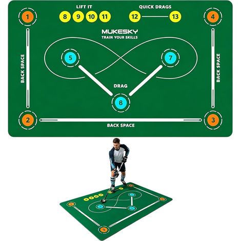 Tapis d'entraînement de hockey, antidérapant, silencieux, 150 x 90 cm, pour (1/5)