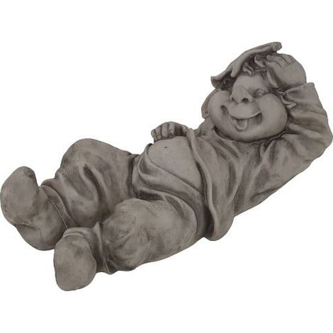 Dekofigur Wichtel auf dem Rücken 40 x 25 x 23 cm grau Skulptur