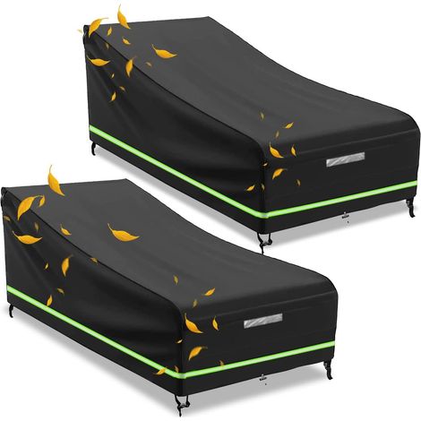 Housse de Chaise Longue Exterieur Jardin Imperméable Coupe Vent Anti UV Oxford 210D 200x75x40 2PCS 70cm Tissu (1/5)