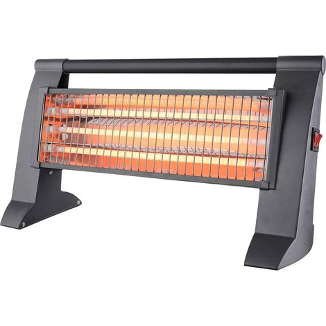 Stufa al quarzo, 3 potenze 400/800/1200 W, dispositivo antiribaltamento, griglia di sicurezza, colore grigio (1/4)