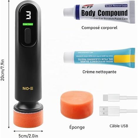 Car Polishing Kit, Polishing Kit with Battery, with 2 Polishing Pads, Cordless Polishers, Glass Oil Film Cleaning Machine, for Car Maintenance (1/4)
