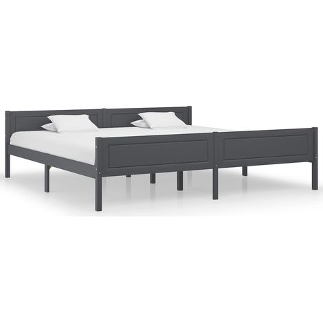 Massivholzbett Grau Kiefer 200x200 cm