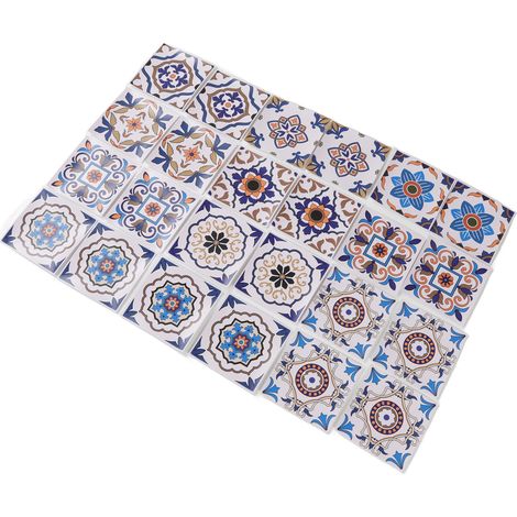 Lot de 24 stickers carrelage pour crédence de cuisine, imperméables, en PVC résistant à l'huile, 15 x 15 cm, décoration intérieure (1/5)