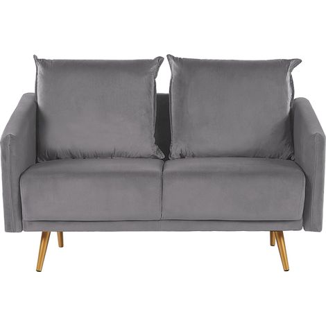 Sofa 2-Sitzer MAURA Samtstoff Grau