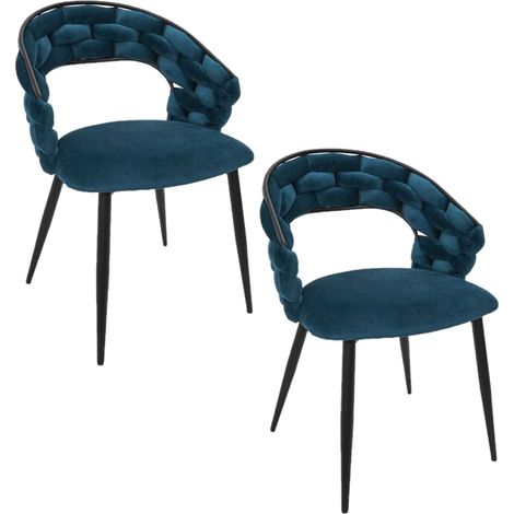 Lot de 2 chaises design avec assise tressée LUND (1/5)