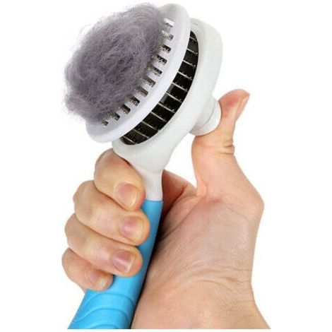 Grooming brush for cats and dogs — Self-cleaning brush (Blue, Fine bristles) (1/5)