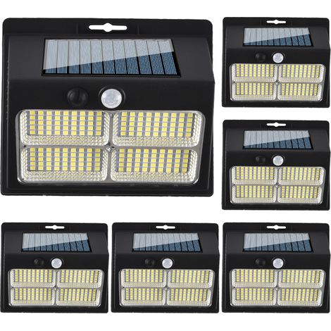 Lampes pour clôture cour à 180LED avec capteur de mouvement, 3 Modes d'éclairage de sécurité solaires d'extérieur, mural, jardin, paquet de 6 (1/5)