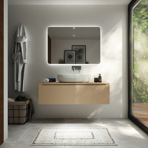 Armoire de toilette suspendue 120 cm Sand Matt One Drawer with Top Mod. Bako